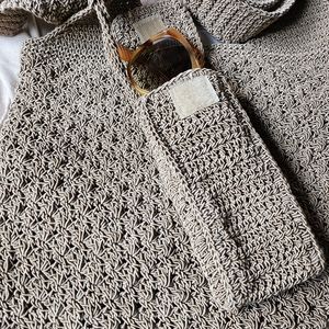 Crochet Hobo Bag Purse with Eyeglass Case Holder